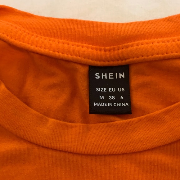 Shein Orange Tropical Crop Top - Picture 3 of 6
